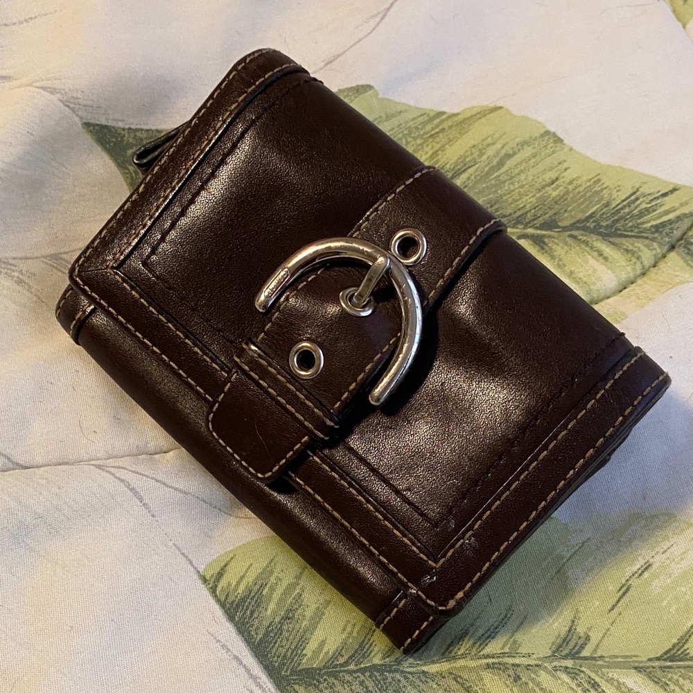 Coach “Legacy” Brown Leather Wallet with Silver Buckle